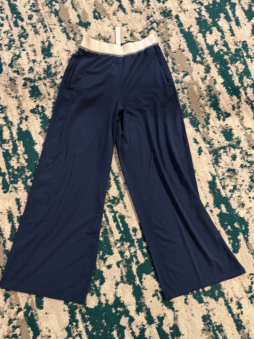 lululemon athletica Navy Wide-Leg Pants with Cream Waistband